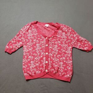 Gemma + Jane Floral Jacquard Elbow Sleeve Cardigan Sweater - Size Medium